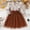 Brown, variant on HOMADLES Toddler Girls Dress Crewneck Bow Long Sleeve Mesh Kid Girls Clothing Leisure Breathable Soft Layered Dress Brown 100/4T