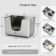 thumbnail image 3 of Ptlom Stainless Steel Litter Box with 13.7'' High Sides Anti-Splashing Seamless Metal Litter Box Extra Large Low Entry Litter Pan for Big Cats, 3 of 10
