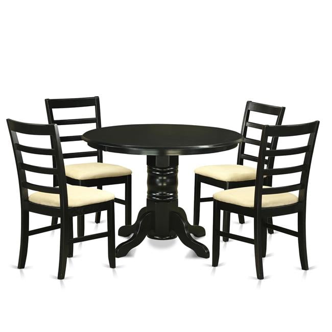 Dining Room Table Set with 4 Dining Table & 4 Chairs, Black - 5 Piece