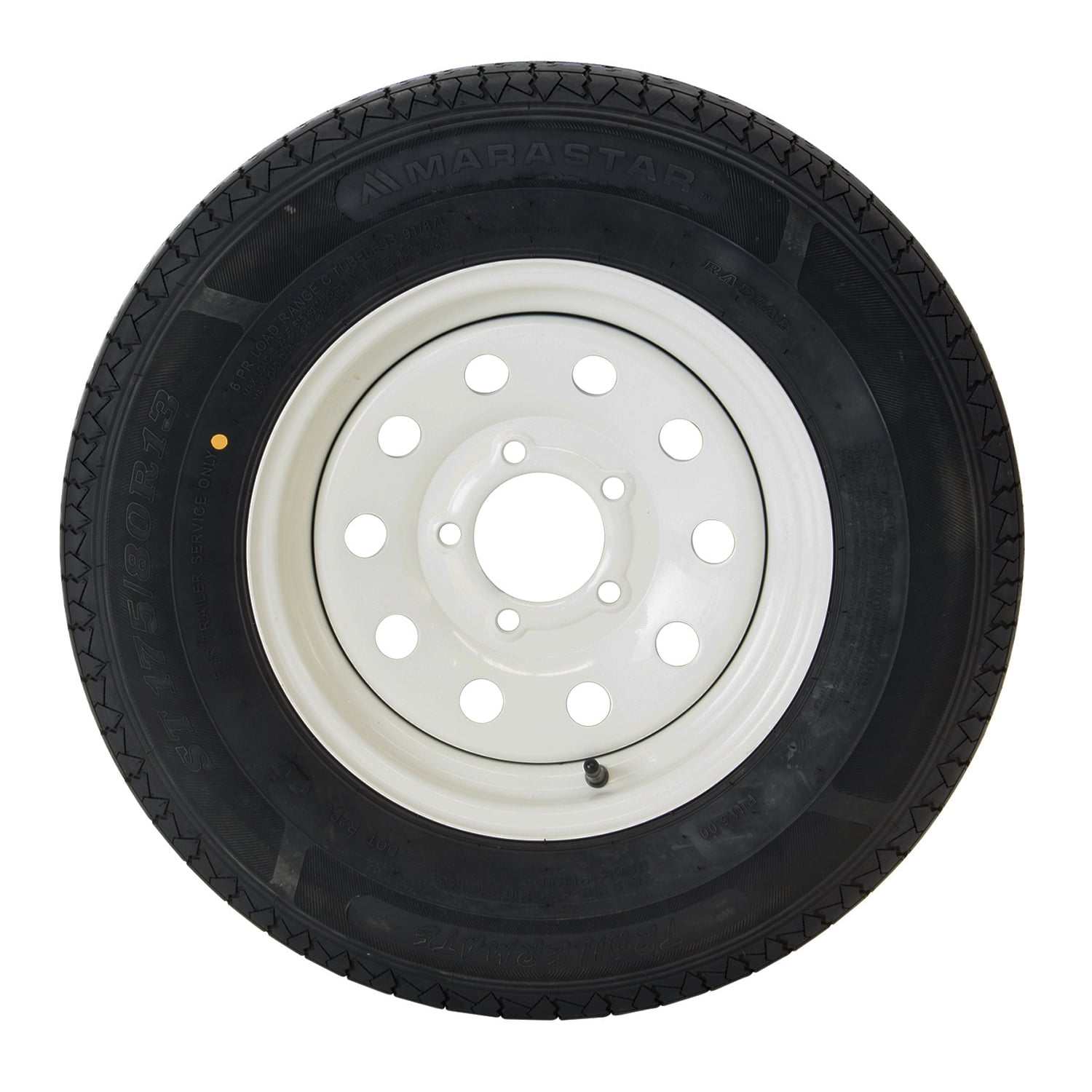 Marastar 80302 175/80R13 Radial Trailer Tire Modular White Steel 5/4.5