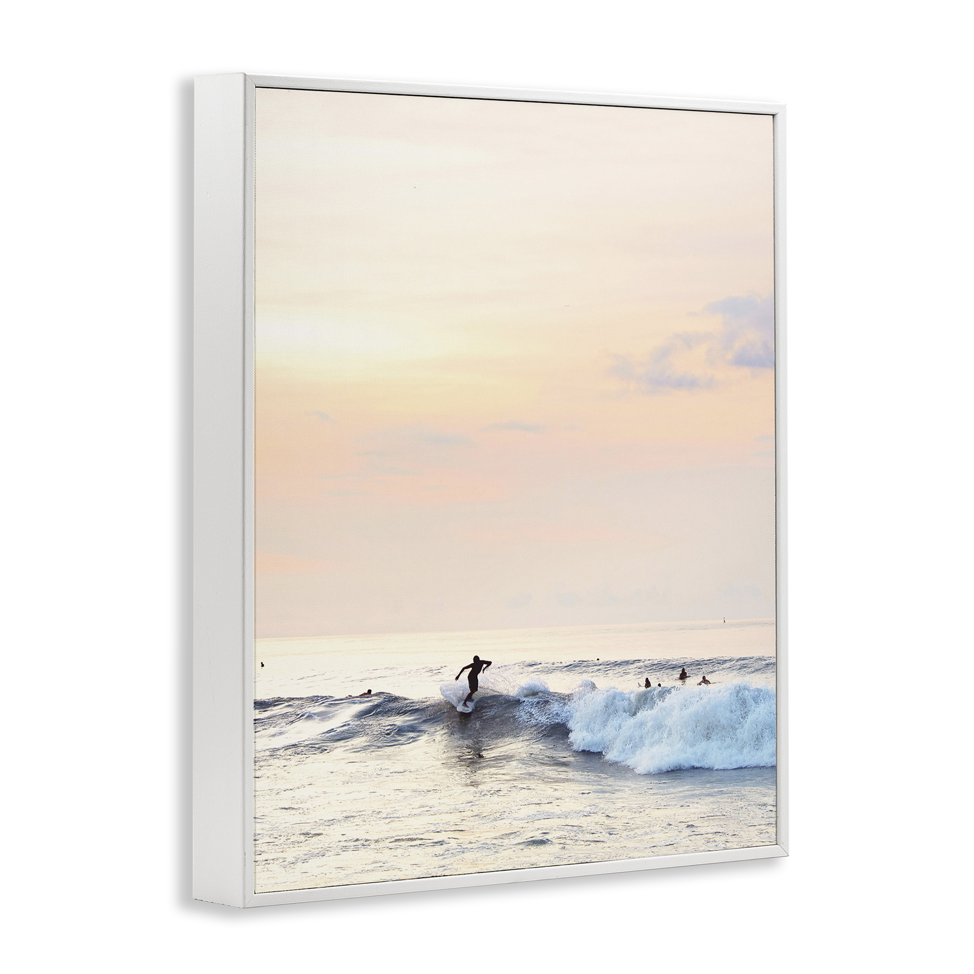 Stupell Industries Sunset Surfer Landscape Coastal Photography White Framed Art Print Wall Art, 24 x 30