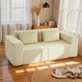 thumbnail image 1 of HOMCOM Boneless Couch, Corduroy 3 Seater Sofa with 2 Pillows, Beige, 1 of 9
