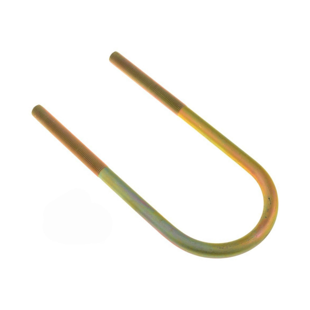 KarParts360 Threaded U-Bolt | Steel | Fine Thread | Yellow Zinc | Round U-Bolt | Heat Hardened | 1/2 Inches Thread Diameter