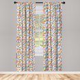 thumbnail image 2 of Ambesonne Butterfly 4-Panel Curtains, Flying Spring Insects, 56"x95", Coral Yellow and Blue, 2 of 4