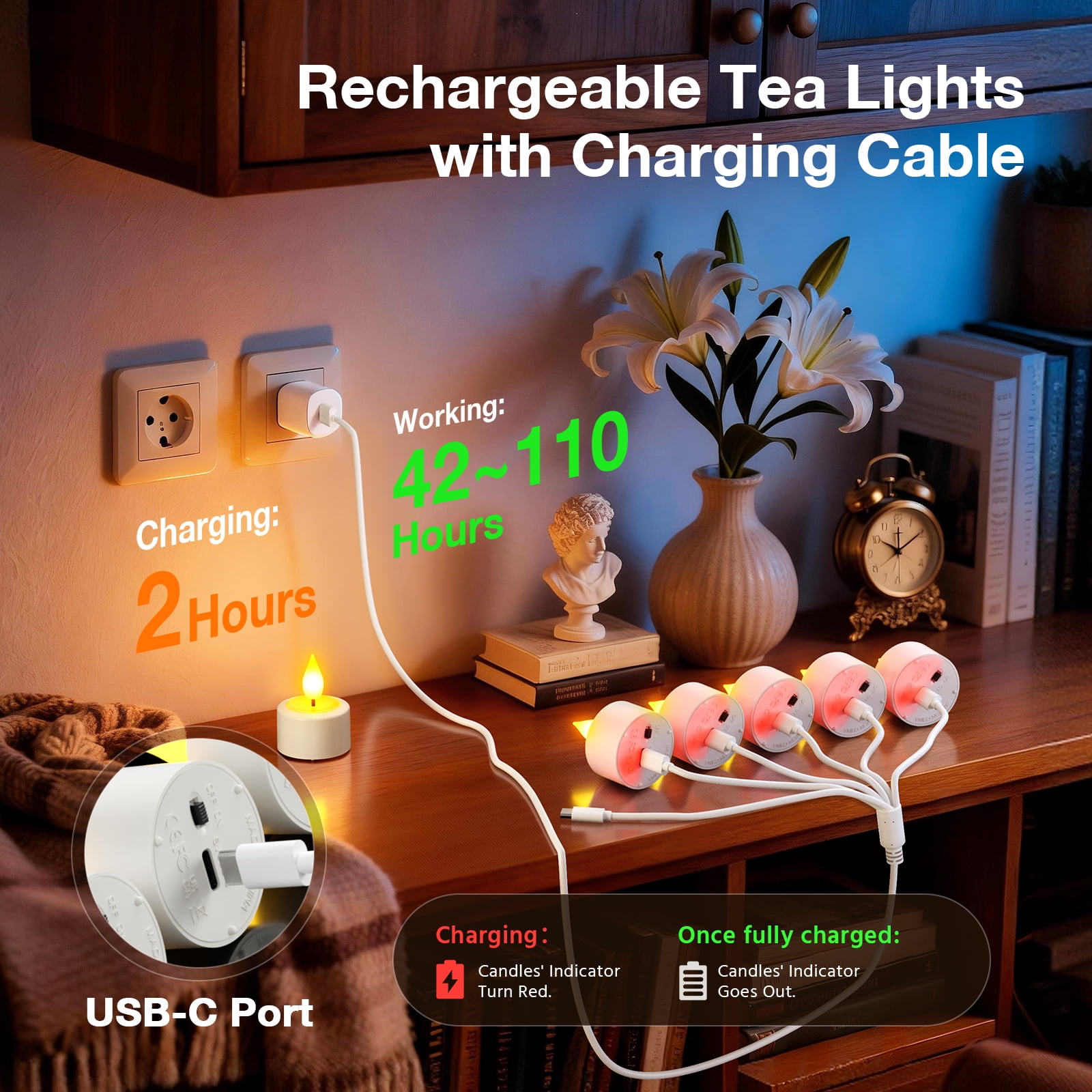 PChero Rechargeable Flameless Candles with Timer Remote, 12pcs Realistic Flickering LED Tea Lights Votive Battery Operated, Electric Fake Candle for Home Decor Halloween Christmas Wedding Warm White