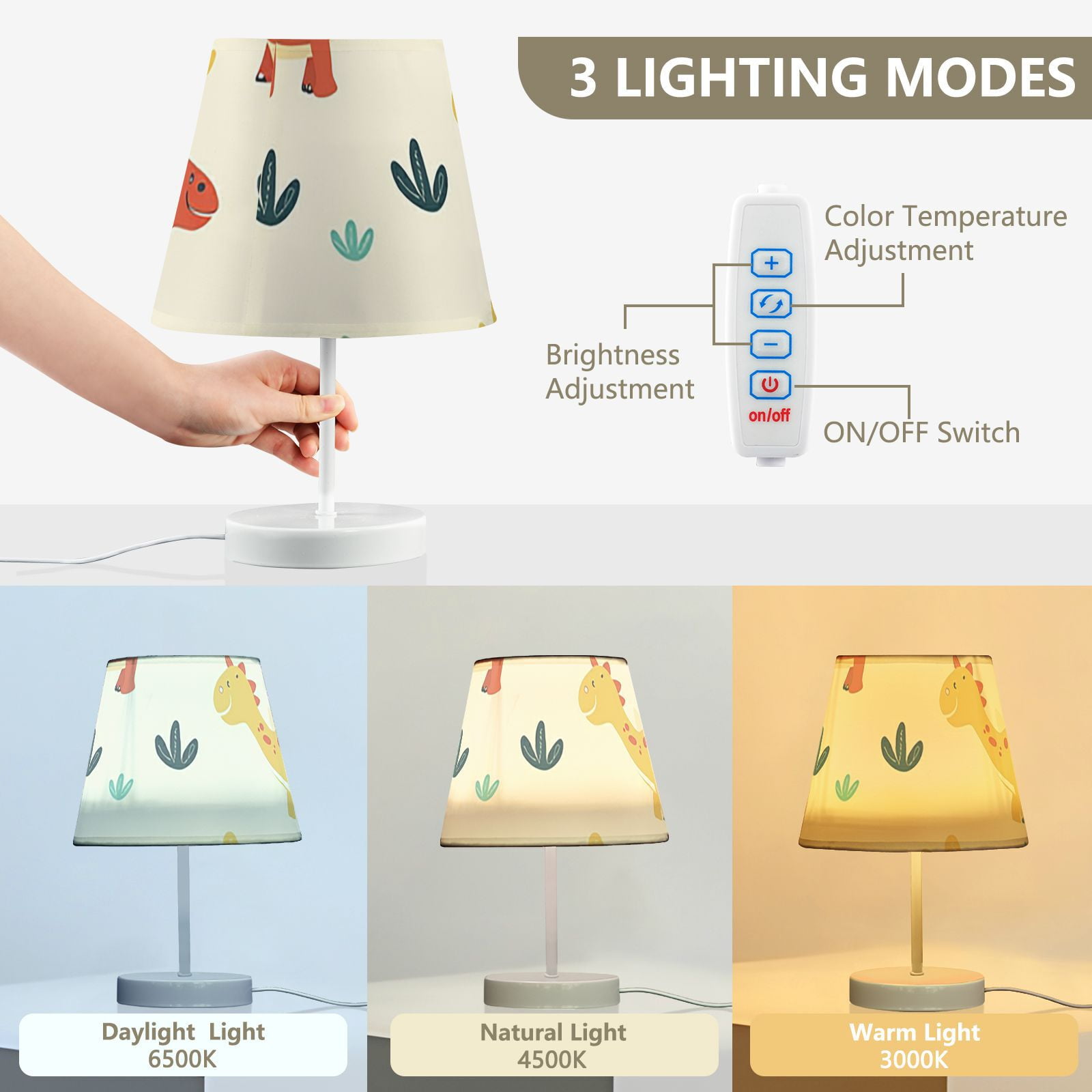 Dinosaur Animal Cartoon LED Desk Lamp Table Lamp USB Bedside Nightstand Small Lamp for Bedroom Living Room Kids Room