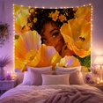 thumbnail image 2 of Woman Peeking Through Poppy Blooms in Golden Glow, Whimsical Illustration for Nature Lovers, Floral Art Decor, Birthday Gift, Tapestry Wall Hanging for Bedroom and Living Room, 2 of 7