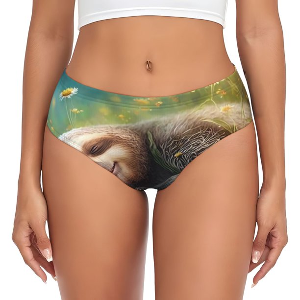 Balery Daisy Sleeping Sloth Ropa Interior de Algodón para Mujer con Dibujo – Braguitas Cómodas y Elásticas, Estilo Clásico-X-Small