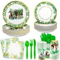 thumbnail image 1 of Safari Adventure Party Set - 168 Pcs Jungle Theme Decorations for Baby Showers and Wild Birthday Celebrations. Includes Disposable Tableware for 24 Guests., 1 of 5