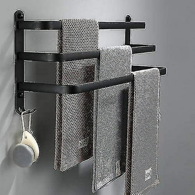 Bathroom Towel Racks, Black Wall Mounted Towel Bars For Shower And Kitchen, Waterproof Door Bars With Double Hook