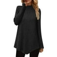 thumbnail image 2 of ClodeEU Womens Fall Tunic Tops，Turtleneck Lightweight Sweaters ， Long Sleeve Shirts，Asymmetrical Hem Top Black,Womens Plus L, 2 of 6