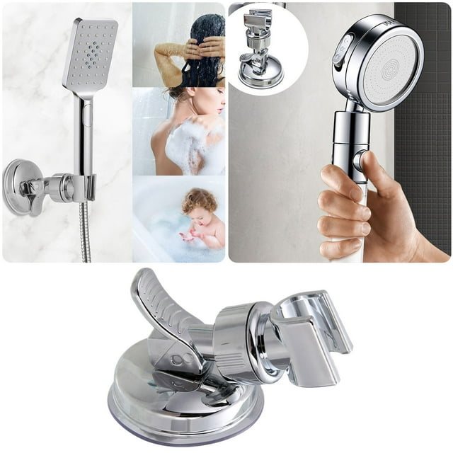 Riforla Support de Douche Sans Joint à Ventouse Support de Douche Base de Support Ventouse de Pomme de Douche Support de Douche Base Perforée Douche