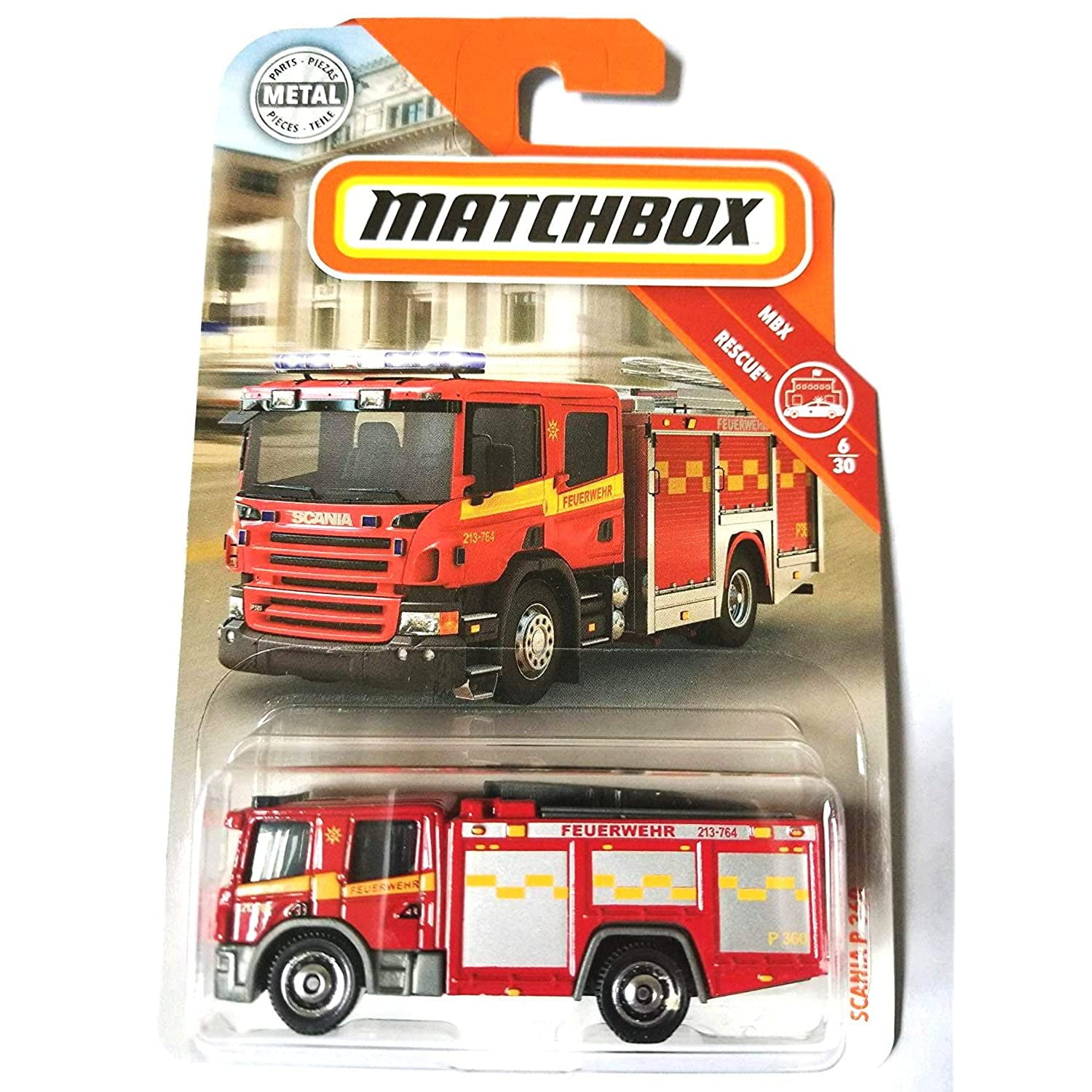 Matchbox 2019 MBX Rescue Scania P 360 (Fire Engine) 56/125, Red