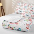 thumbnail image 4 of Erosebridal Cartoon Butterfly Bed Spread Queen, Kawaii Animal Queen Coverlet Set, Pink Reversible, Red Cyan Watercolor, 3-Piece (1 Quilt and 2 Pillowcases), 4 of 7