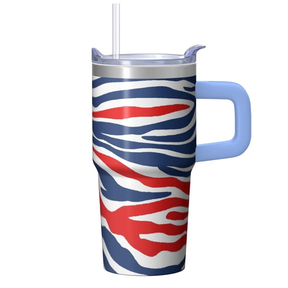 Insulated 20oz Geometric Texture Tumbler with Handle, Stainless Steel Double Wall Travel Coffee Mug Leak Proof Straw