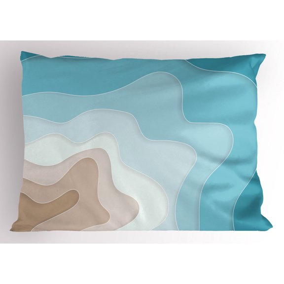 Ambesonne Wave Pillow Sham, Geode Look Abstract Sea Art, 26" X 20", Multicolor