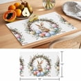 thumbnail image 6 of Bunny Easter Placemats Set of 8 Spring Floral Botanical Wreath Eggs Place Mats Indoor Wipeable Table Mats Washable Cloth Dining Table Placemats for Kitchen Holiday Party Home Decor 13x19 Inch, 6 of 9