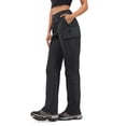 thumbnail image 1 of Pantalones cargo de senderismo Moosehill para mujer, de secado rápido, ligeros, de cintura alta, para trabajo, viajes al aire libre e informales, con 5 bolsillos (negros, 14), 1 of 8