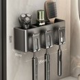 thumbnail image 1 of Multi-Function Toothbrush Cup Holder Punch-Free Toothpaste Holder Wall-Mounted Bathroom Storage Box Mouthwash Cup Holder Three without cup, 1 of 6