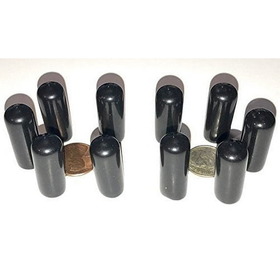 SBDs (Pack of 100): 1/4"- 5/16" Round Black Vinyl Flexible End Cap Bolt Screw Rubber Thread Protector Safety Cover | for 0.250 Inch Pipe Post Tubing Rod OD Cover - 1" Inside Height