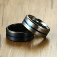 thumbnail image 6 of Hot Men's Blue Plating Band Stainless Steel Black/SilverEngagement Ring Sz 7-12, 6 of 9