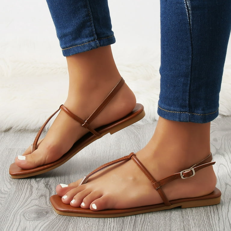 Sandals for Women dressy T Strap Dress Sandals t strap sandal Ankle T-Strap  Sandals leather sandals for women