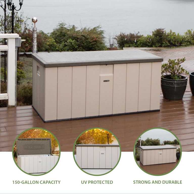 Lifetime, Deck Box and Bench, 150 Gallon, Polyethylene Outdoor
