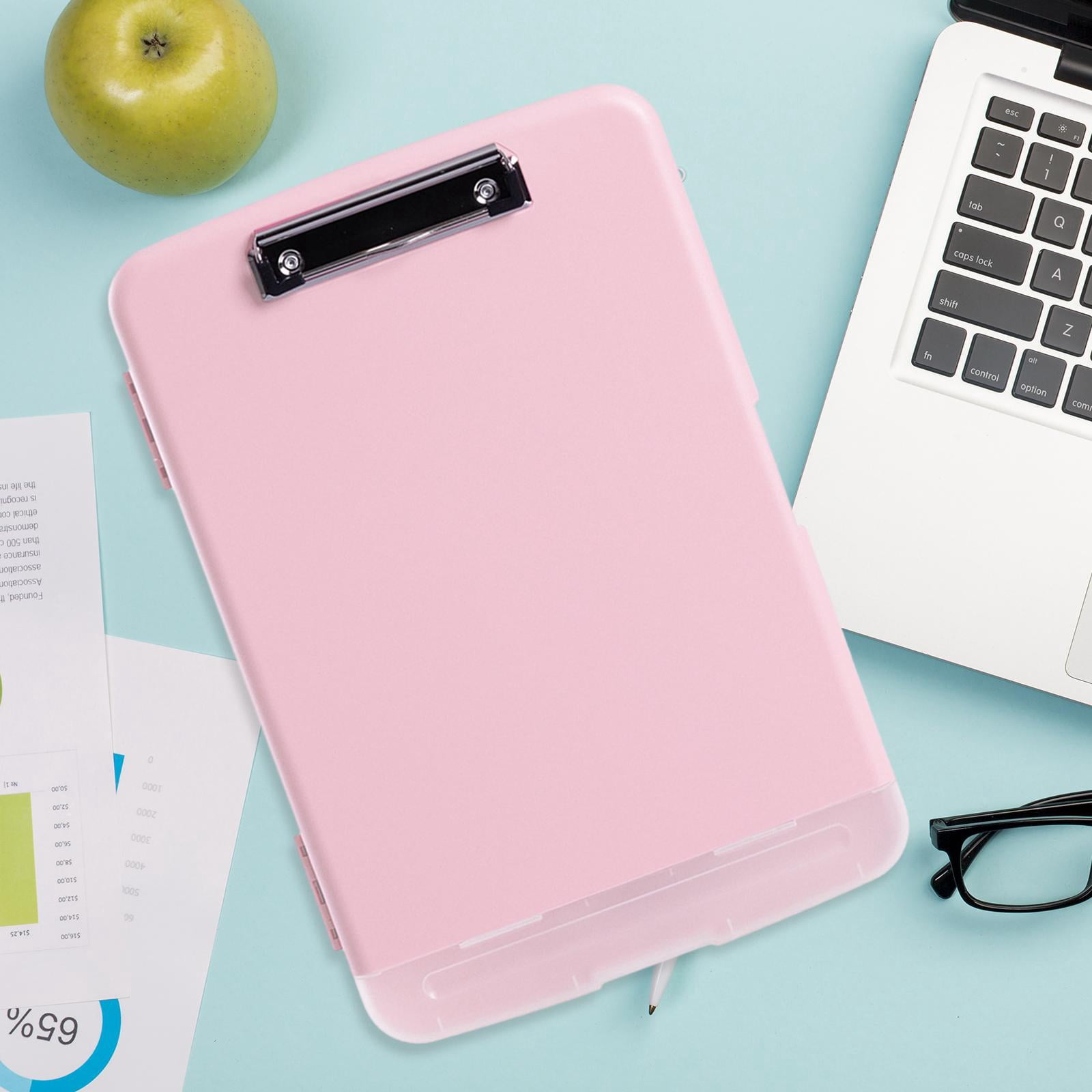 Colaxi Clipboard with Storage And Pen Holder, Clipboard Organizer in A4 Format, Dustproof Clipboard Folder Made of PP for pink