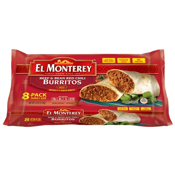 El Monterey Beef and Bean Red Chili Burrito, 4 ounce -- 64 per case