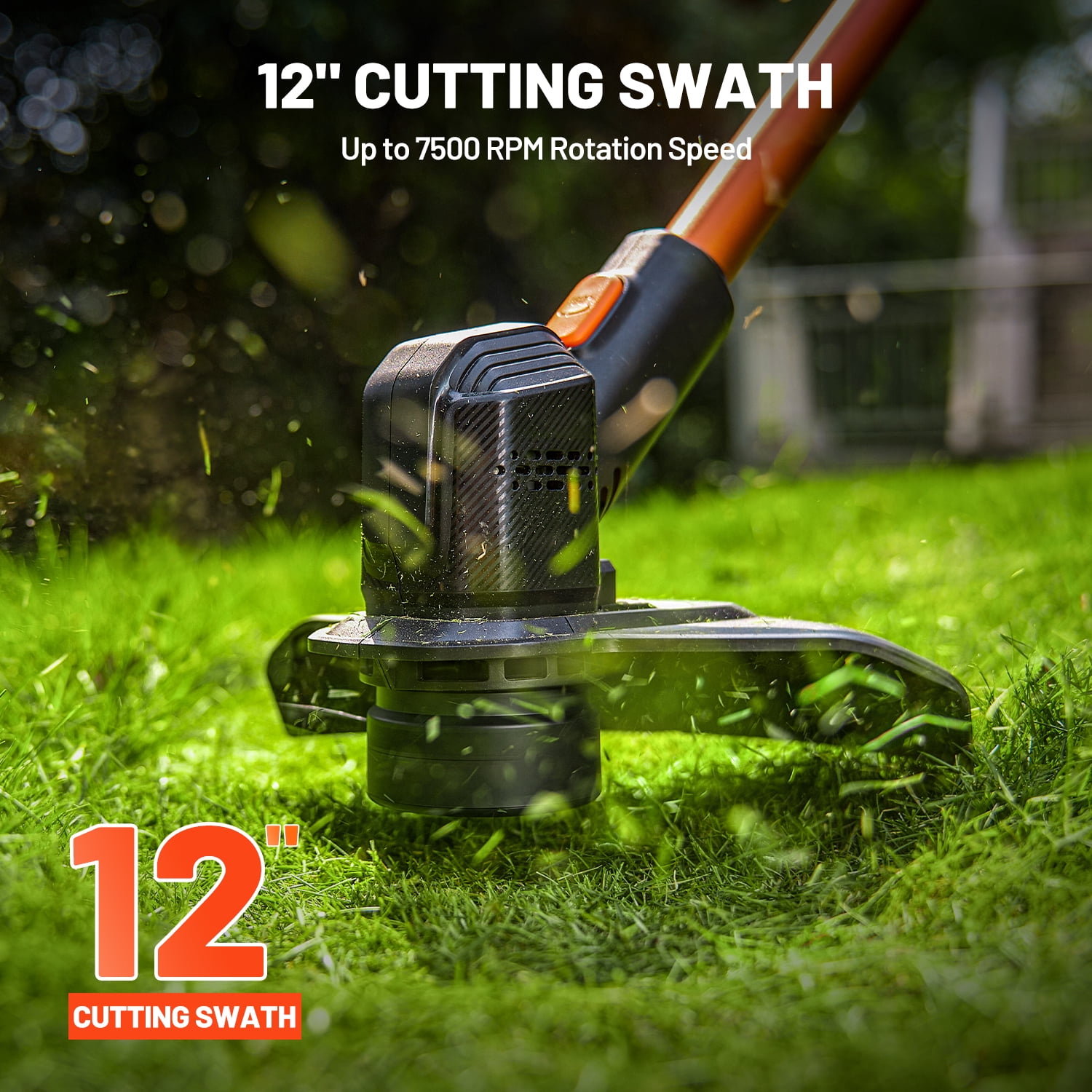 Litheli 20V 12" Cordless String Trimmer, Battery Powered Grass Trimmer & Wheeled Edger, with 2.0Ah Battery, for Garden, Yard and Farm