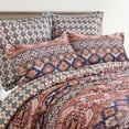 thumbnail image 2 of Levtex Home - Madera Duvet Set - Twin Duvet Cover (66 x 88in.) + One Standard Pillow Cases (26 x 20in.) - Navy, Rust, Orange and Cream - Printed Velvet Medallion Stripe - Polyester Velvet, 2 of 5