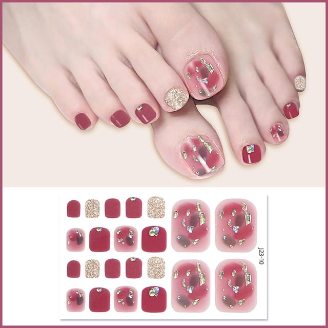 22Pcs/Sheet Removable Toe Nail Fake Nail Art Fake Nails French Nails Nail Mani Press Set