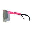 thumbnail image 3 of 80s Pop Paint Splatter Rimless Half Rim Oversize Sport Plastic Sunglasses Pink Gold Mirror, 3 of 4