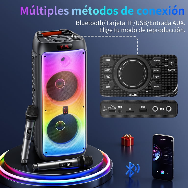JYX Party Speaker, Bluetooth Speaker with 2 Wireless Microphone