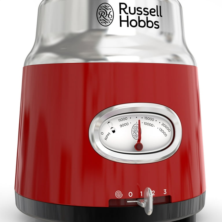 Russell Hobbs Retro Style 6-Cup Blender, Glass Jar, Red, BL3100RDR 