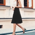 thumbnail image 4 of BGDK Women’s A-Line Circle Skater Midi Skirt – Perfect Thickness, Durable Fabric with a Luxurious Look, Elastic Waist, Flattering Below-the-Knee Business Office Skirt black large, 4 of 6