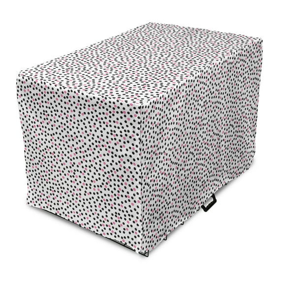 Abstract Dog Crate Cover, Continuous Polka Dots Inspired Oval Motifs Illustration, Easy to Use Pet Kennel Cover Small Dogs Puppies Kittens, 7 Sizes, Pink Chestnut Brown, by Ambesonne