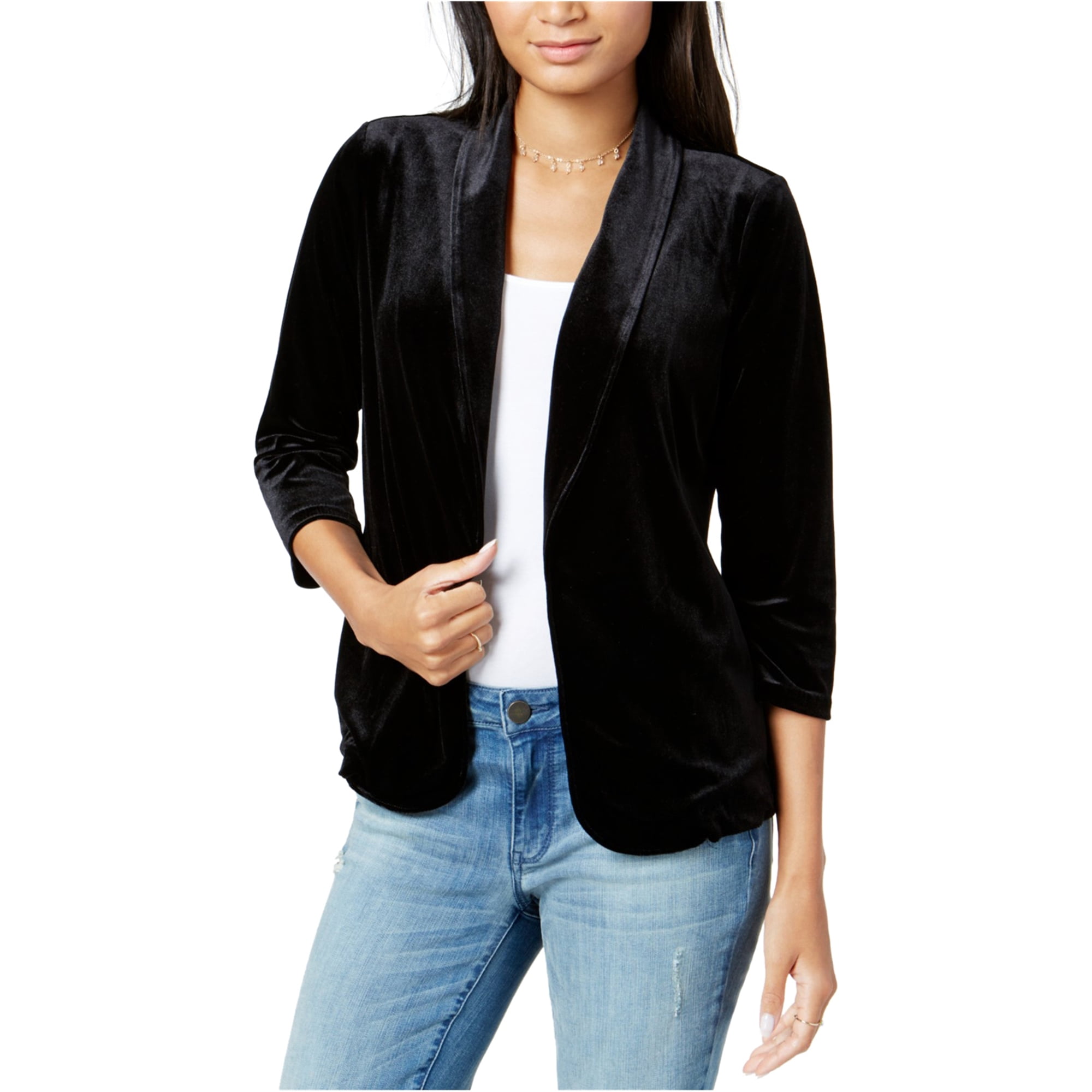 Maison Jules Womens Open-Front Textured Blazer