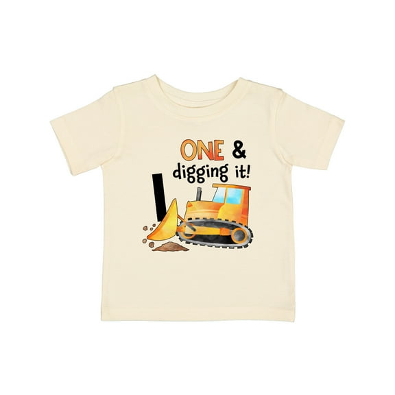 Inktastic One and Digging It Bulldozer 1st Birthday Boys or Girls Baby T-Shirt