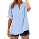 thumbnail image 1 of Camisetas Casuales de las Mujeres con Cuello en V Manga Corta Suelta de Verano de Moda Botón Impreso Camiseta, 1 of 5