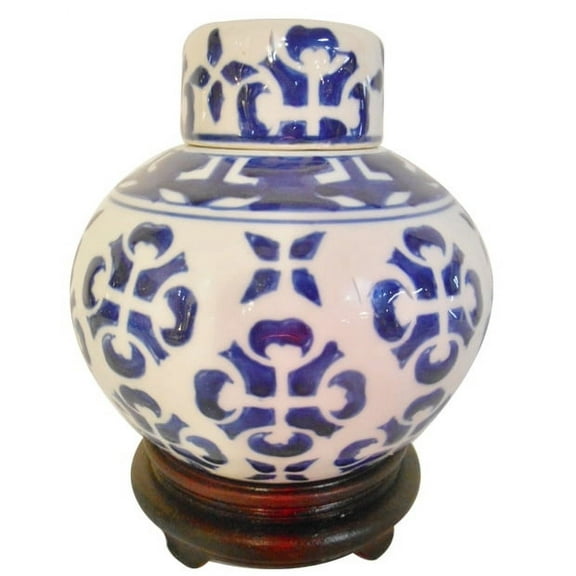 5"h. Blue and White Ginger Jar From Oriental Furnishings - Oriental Furniture Warehouse