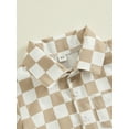 thumbnail image 6 of Musuos Toddler Boy Gentleman Outfit 1-4T Checkerboard Print Button Short Sleeves Shirt and Shorts Set, 6 of 10