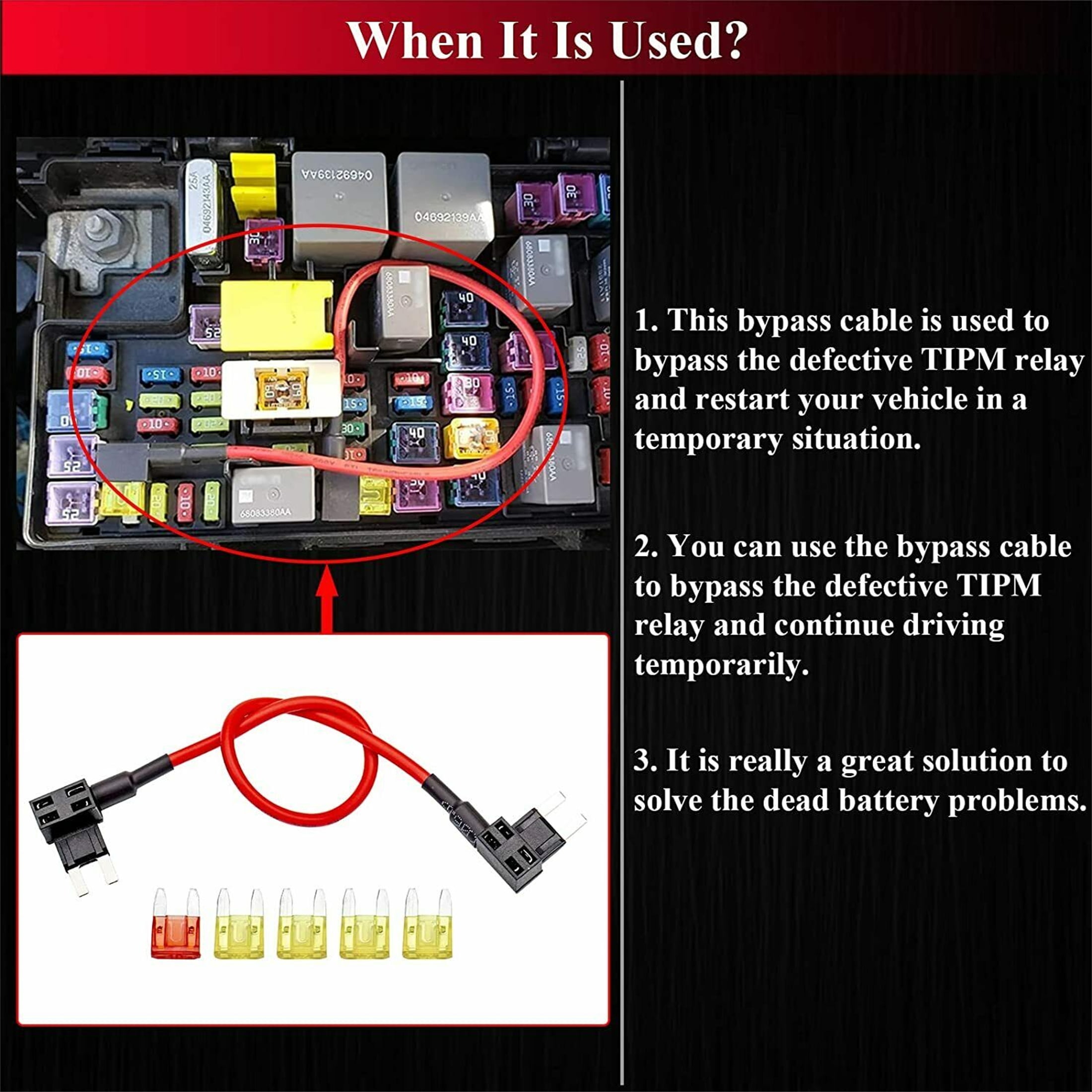 Fuel Pump Relay Bypass Jumper Cable For Vehicle Diagnostics And Troubleshooting