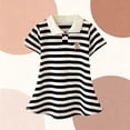 thumbnail image 2 of Kids Girls' Short Sleeve Dress with Collar, Black White Stripes Bear Applique A-Line Play Dress for Kids Little Big Girl 2-10 Years,Size 2-3 T, 2 of 5