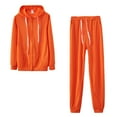 thumbnail image 4 of Hooded Athletic Tracksuit-Long Sleeve Sweatshirt Drawstring Sweatpants Lounge Set Tracksuit Mens, Track Jackets and Pants 2 Piece Outfit Hooded Tracksuit Loungewear Sweatsuit with Pockets - Orange, 4 of 4