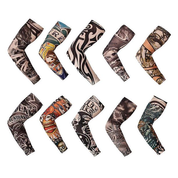 10pcs Sun UV Protection Stretch Arm Cover Printed Sunscreen Sleeves Cycling Sun Block Sleevelet Mixed Style