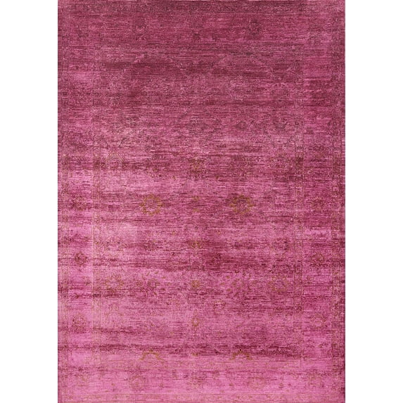 Ahgly Company Indoor Rectangle Mid-Century Modern Neon Hot Pink Oriental Area Rugs, 3' x 5'