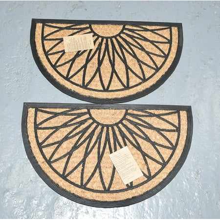 Half Moon Rubber Entrance Front Floor Door Mat Doormat Indoor Outdoor Set Of 2