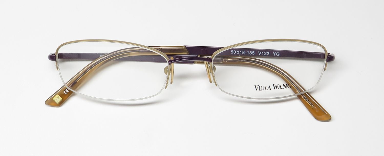 VERA WANG EYEGLASSES MOD. V123 BROWN/GREEN- SEMIRI VERA WANG V123 EYEGLASS FRAME/GLASSES HALF-RIMLESS NARROW  main image 3
