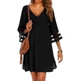thumbnail image 2 of Ekouaer Women's Beach Coverups 3/4 Mesh Sleeve Bathing Suit Cover Ups Beachwear Loose Fit Swimwear Beach Dress S-3XL, 2 of 5